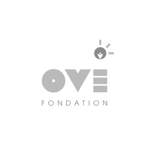 Logo de la Fondation OVE avec une typographie stylisée et un symbole lumineux représentant l’accompagnement et l’innovation sociale.