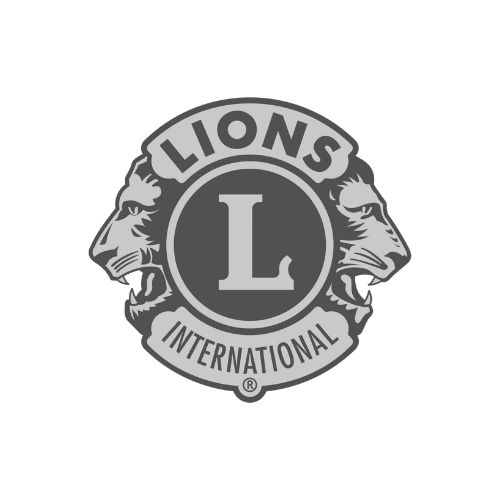Logo du Lions Clubs International avec un "L" central et deux têtes de lion orientées vers l'extérieur.