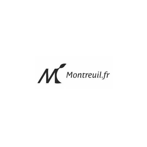 Logo de la ville de Montreuil avec un "M" stylisé et une feuille, symbolisant son engagement écologique.