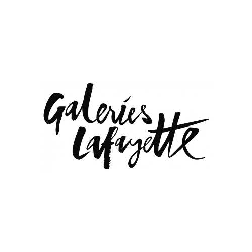 Logo des Galeries Lafayette avec une typographie manuscrite élégante.