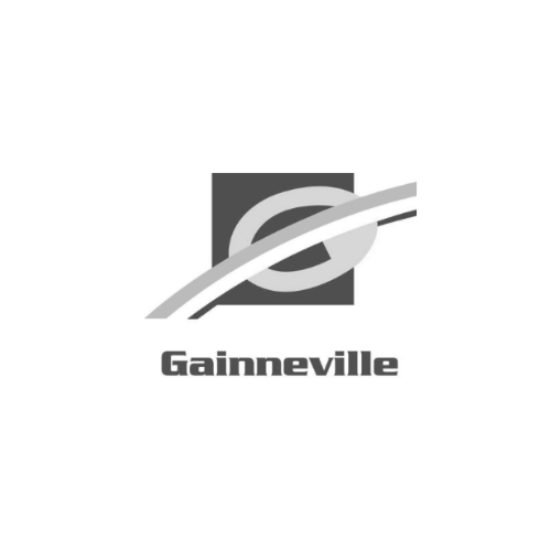 Logo de la commune de Gainneville avec un élément graphique circulaire et une ligne dynamique.